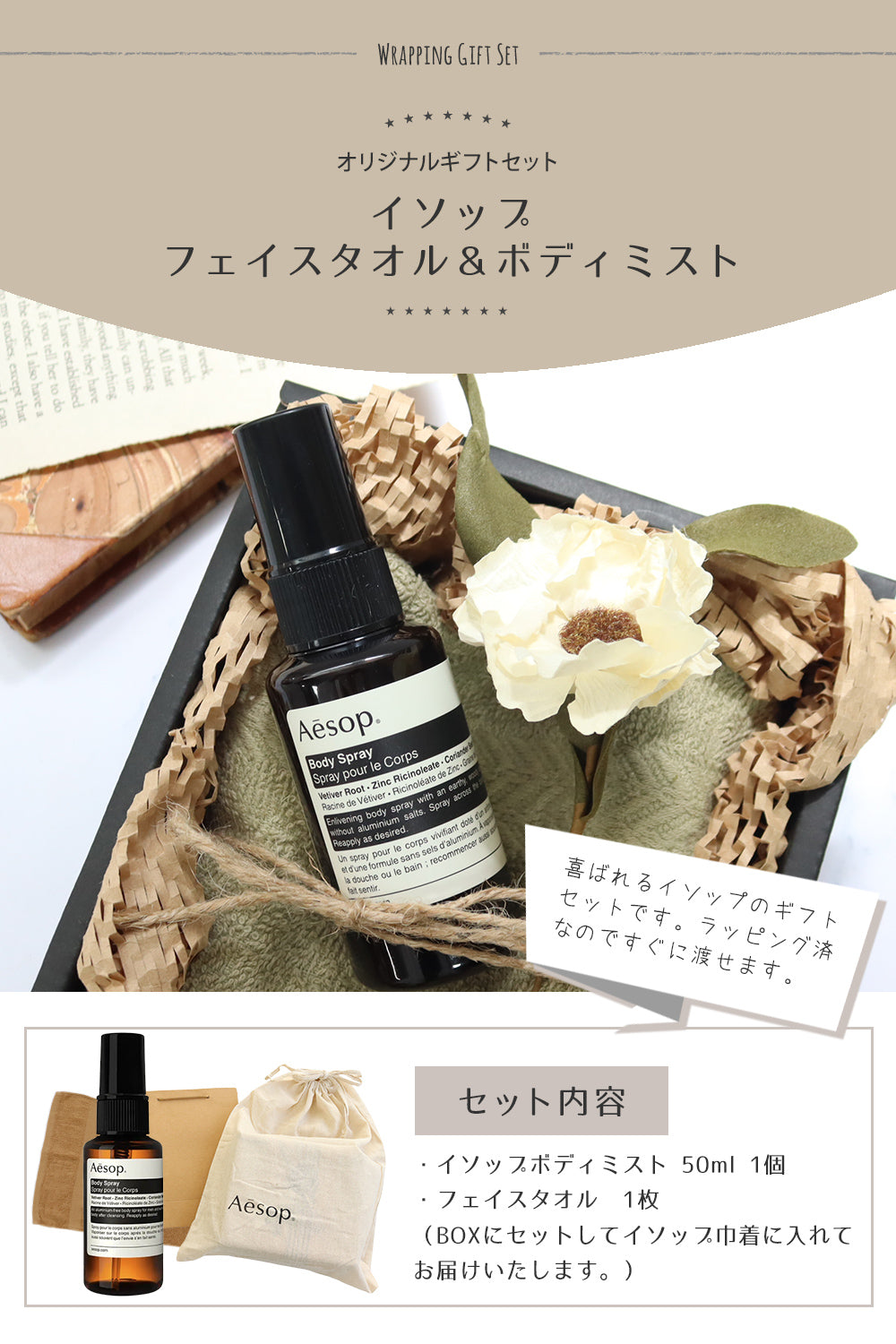 イソップ ボディスプレー タオル ボディミスト プレゼント 誕生日 aesop ギフト セット コスメ giftaesop01