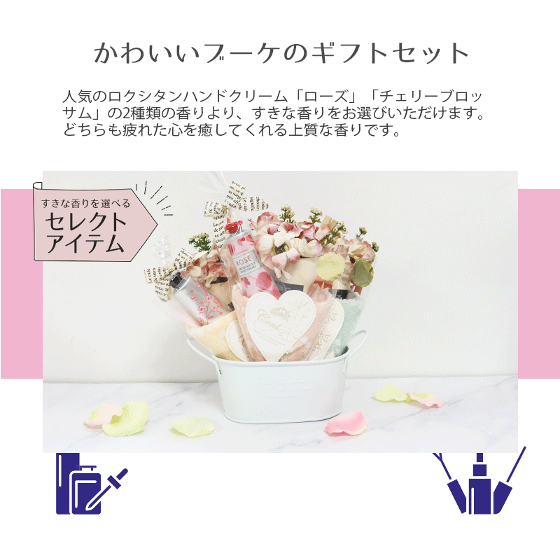 ロクシタン ハンドクリーム 30mL ミニブーケ タオルハンカチ オリジナルギフトセット giftloc16